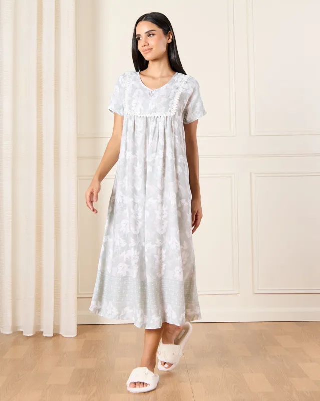 Women Green Print Nightgown sold by Redtag