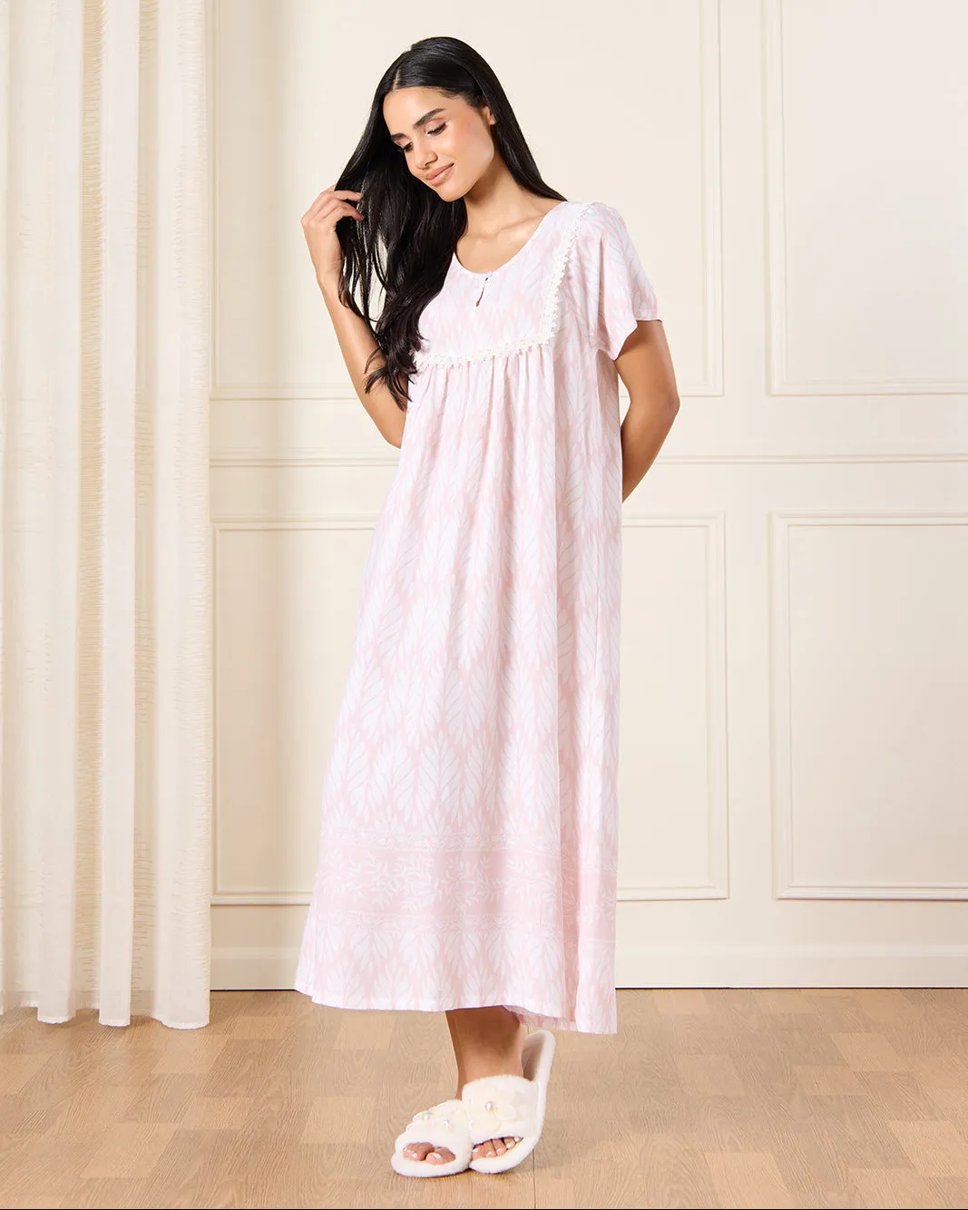 Women Pink Print Nightgown sold by Redtag