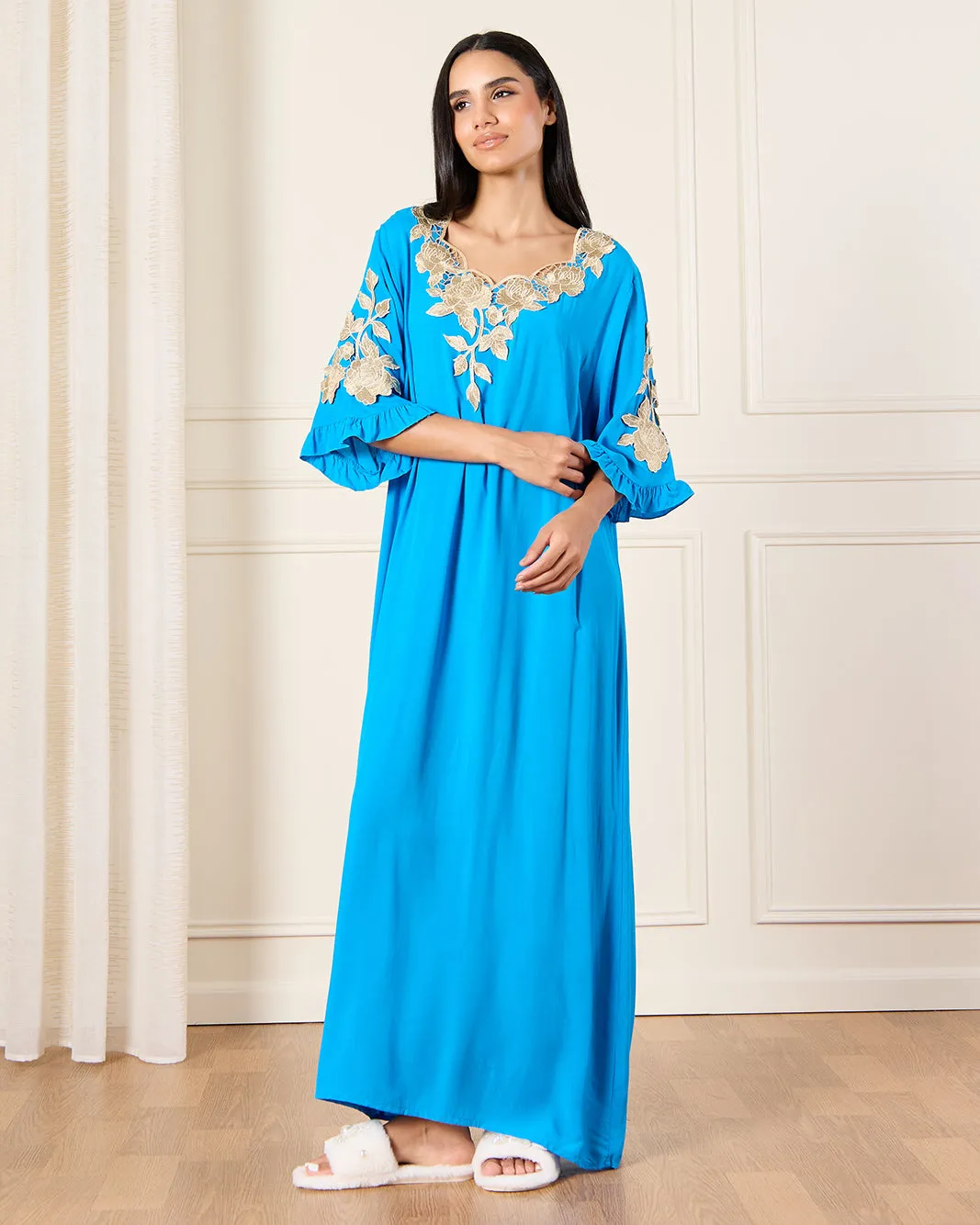 Women Blue Embellished Nightgown sold by Redtag