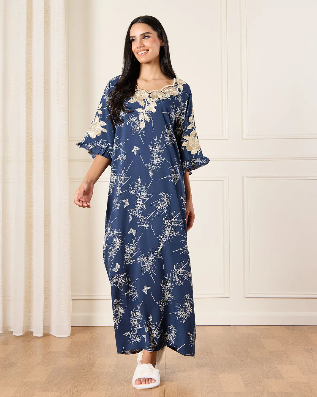 Women Navy Floral Print Nightgown sold by Redtag product image thumbnail 4
