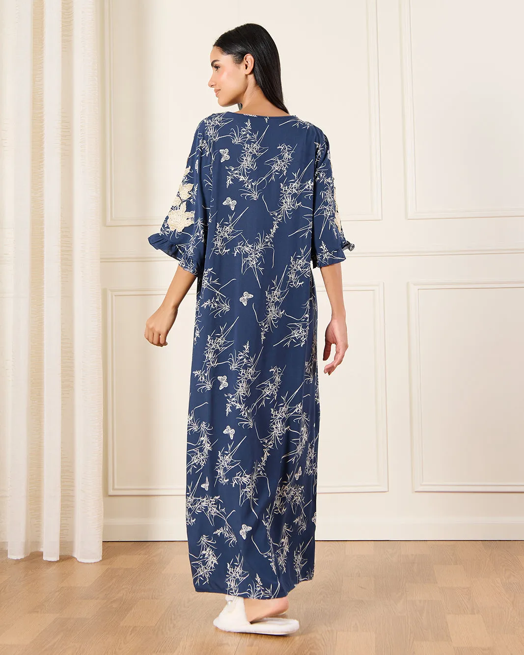 Women Navy Floral Print Nightgown sold by Redtag product image thumbnail 3