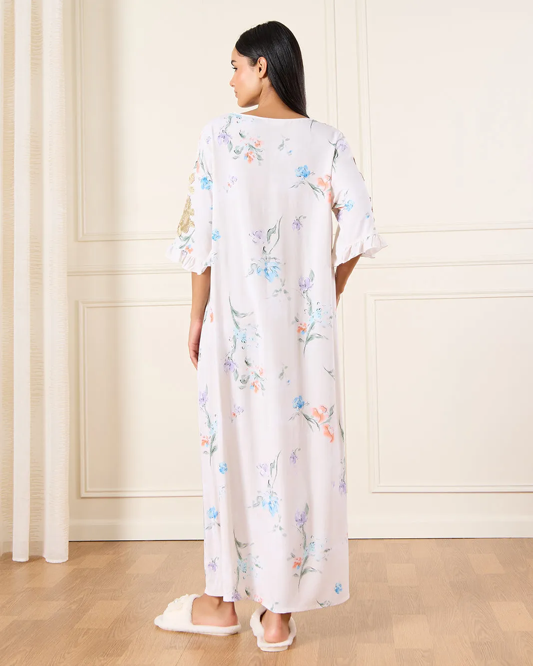 Women Beige Floral Print Nightgown sold by Redtag product image thumbnail 3