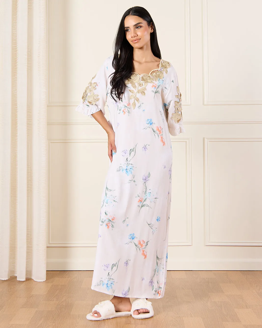 Women Beige Floral Print Nightgown sold by Redtag product image thumbnail 4