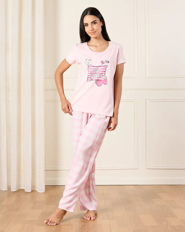 Women Pink Printed Pyjama Set (2 Piece) sold by Redtag