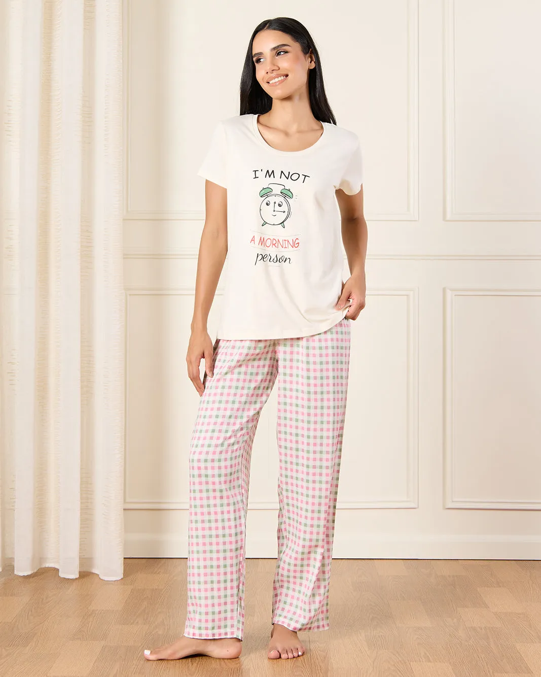 Women Yellow Printed Pajama Set (2 Piece) sold by Redtag