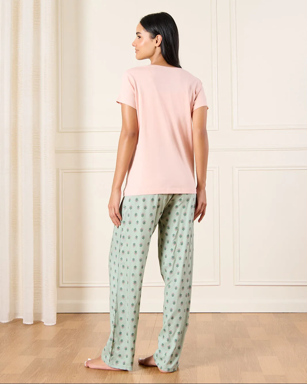 Women Pink And Green Printed Pajama Set (2 Piece) sold by Redtag product image thumbnail 4