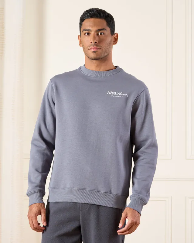 Men Blue Graphic Crew Neck Sweatshirt sold by Redtag
