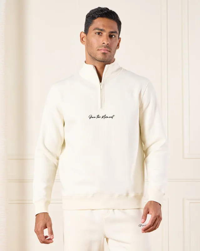 Men Ivory Sweatshirt With Logo Print sold by Redtag