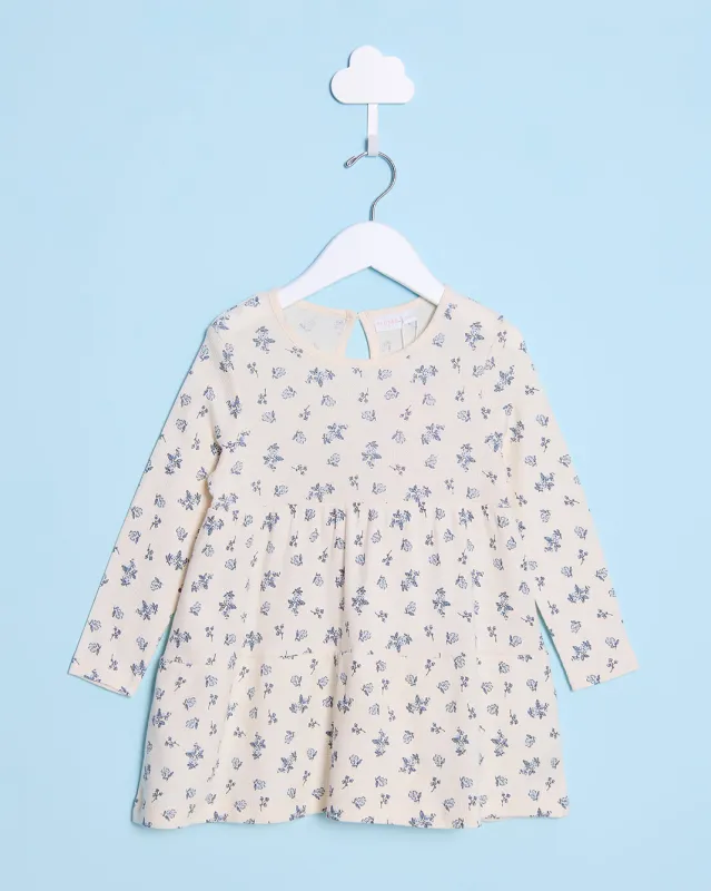 Infant Girls Cream Floral Print Waffle Dress sold by Redtag