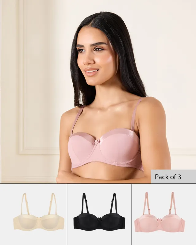Women Assorted Balconette Bra Set (Pack of 3) sold by Redtag