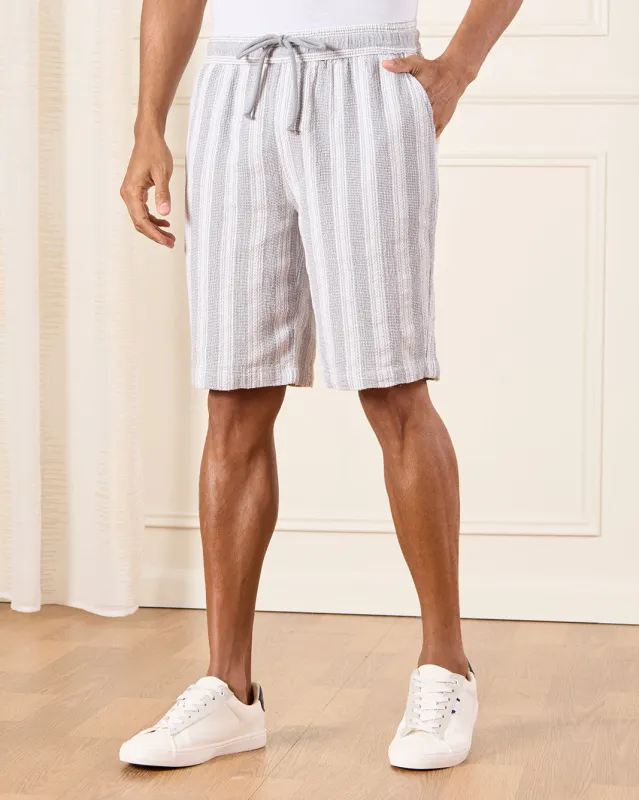 Men Grey Jacquard Shorts sold by Redtag