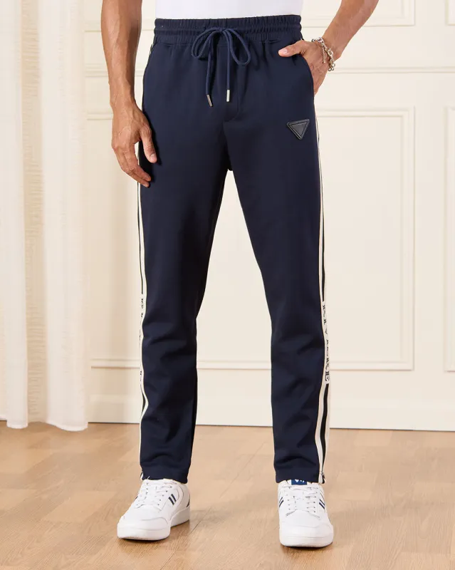Men Navy Embellished Active Pants sold by Redtag