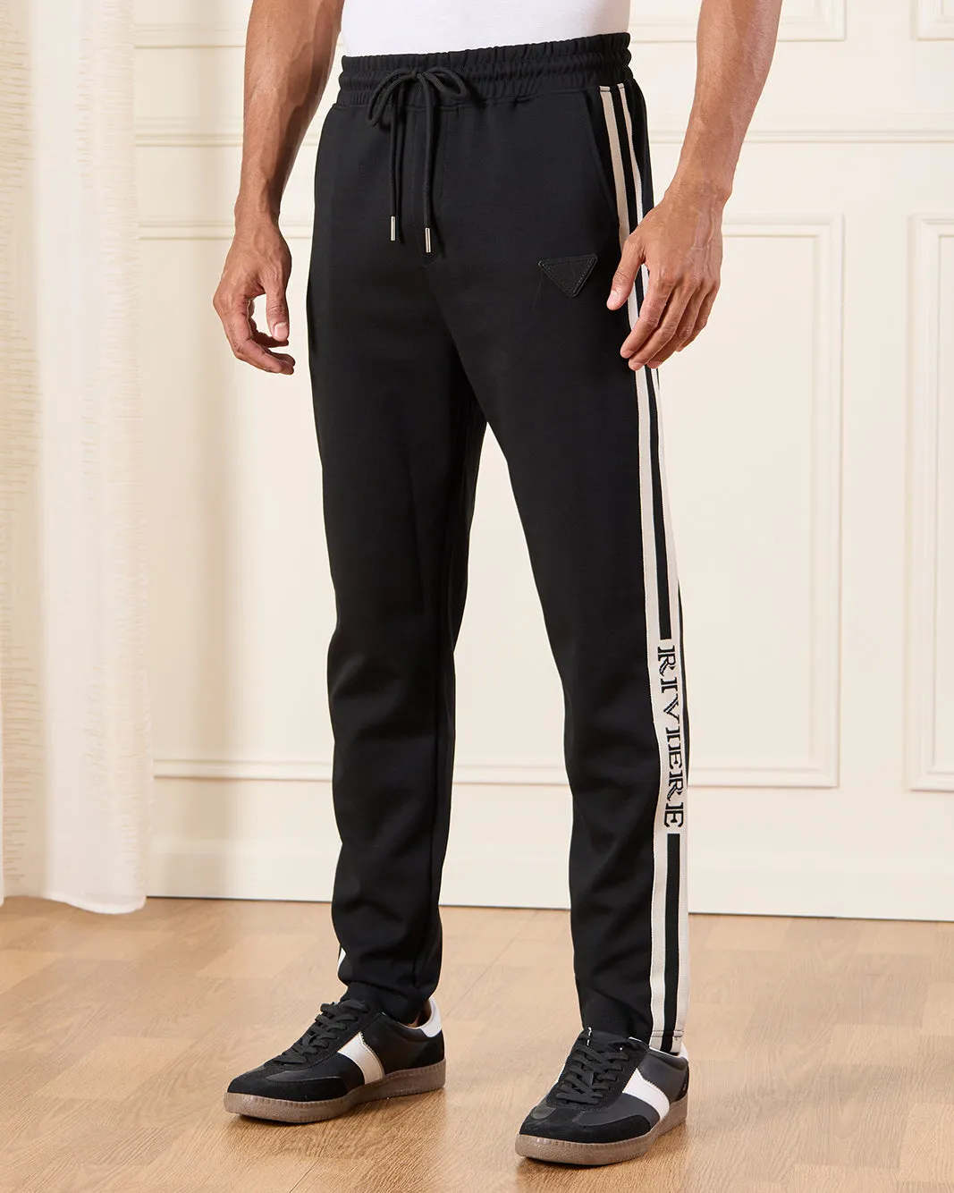 Men Black Embellished Active Pants sold by Redtag