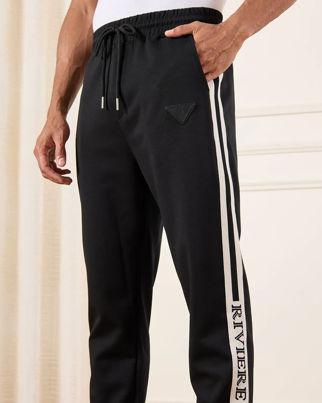 Men Black Embellished Active Pants sold by Redtag product image thumbnail 4