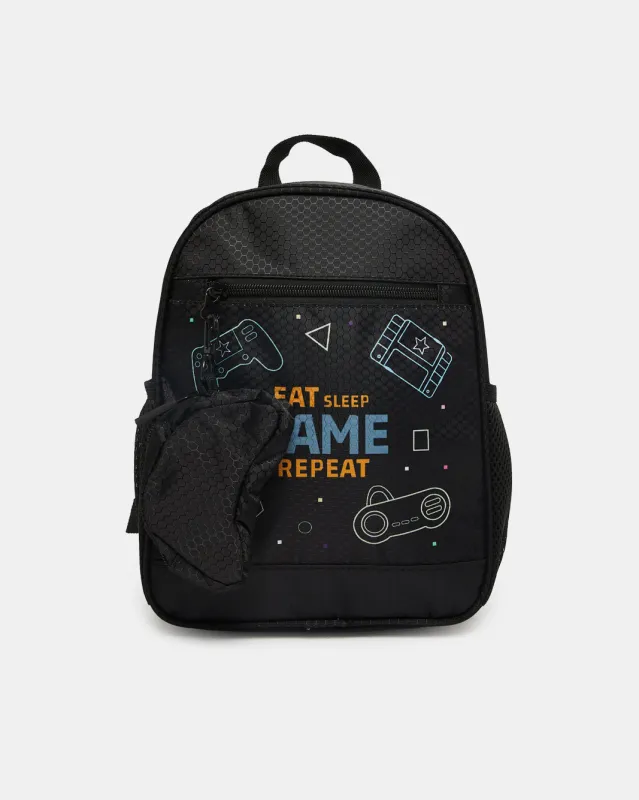 Boys Black Gaming  Printed Backpack sold by Redtag