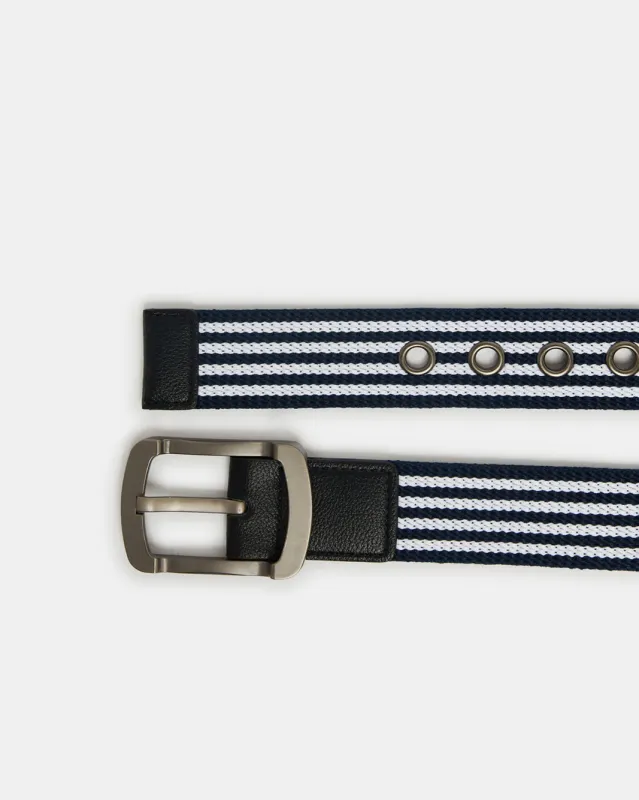 Men Black And White Elastic Belt sold by Redtag