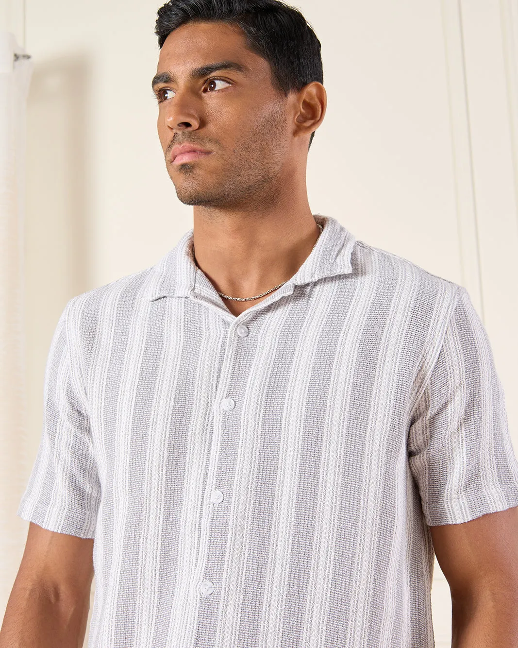 Men Grey Jacquard Shirt sold by Redtag product image thumbnail 4