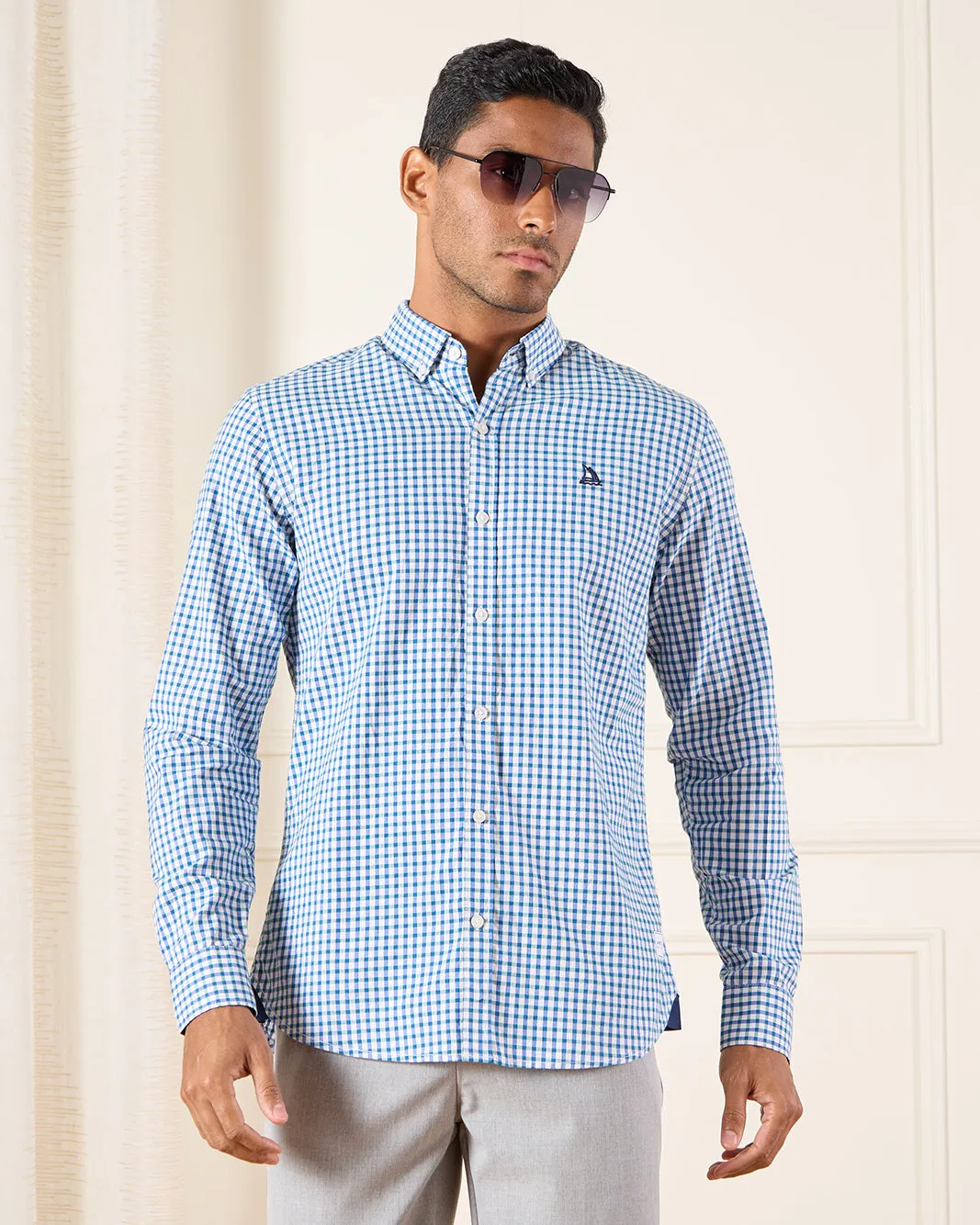 Men Blue Checkered Shirt sold by Redtag