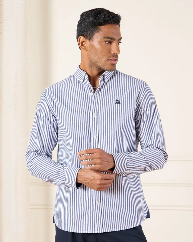 Men Navy Striped Shirt sold by Redtag
