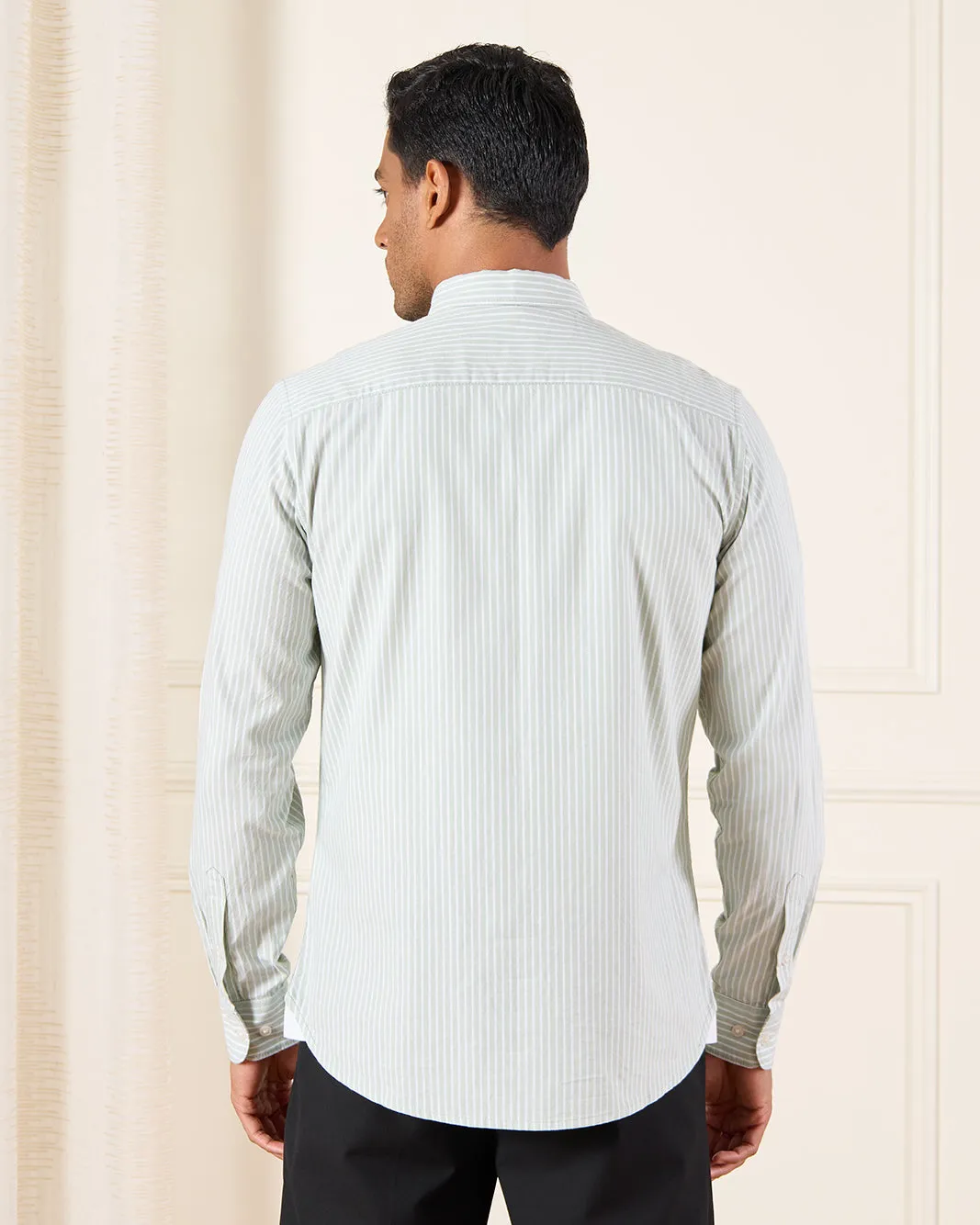 Men Green Striped Shirt sold by Redtag product image thumbnail 3