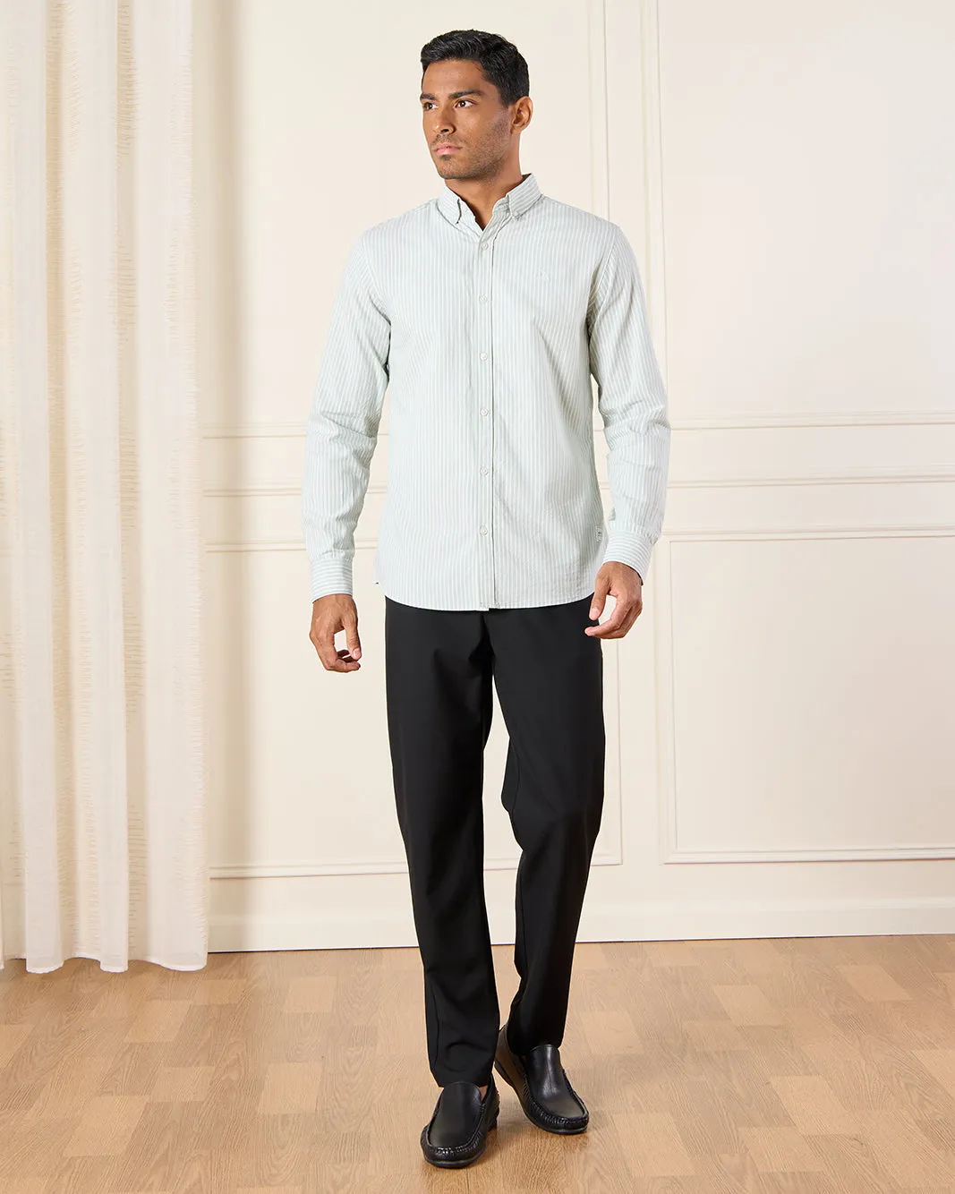 Men Green Striped Shirt sold by Redtag product image thumbnail 2