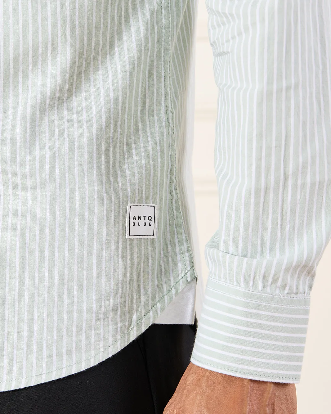 Men Green Striped Shirt sold by Redtag product image thumbnail 5