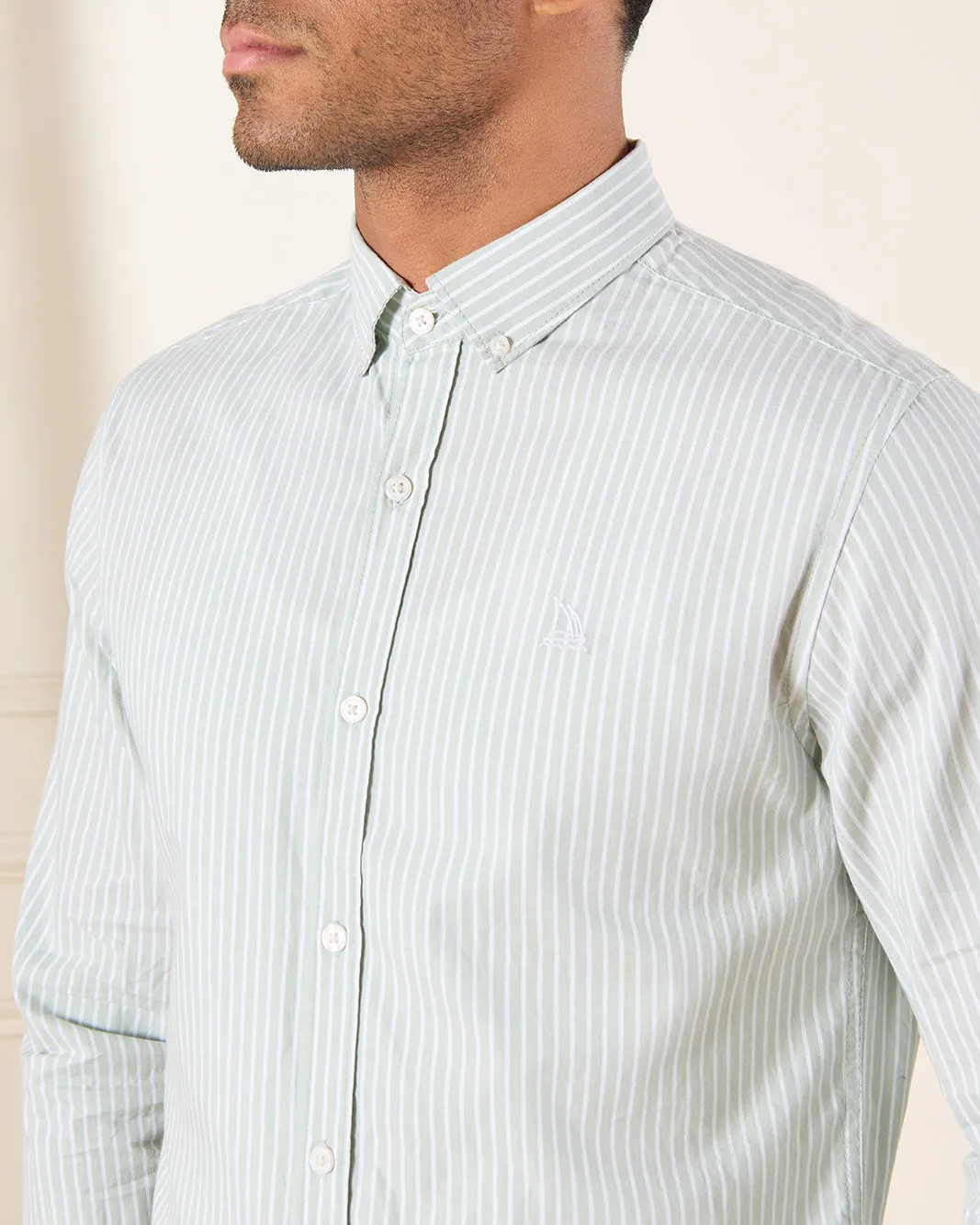 Men Green Striped Shirt sold by Redtag product image thumbnail 4