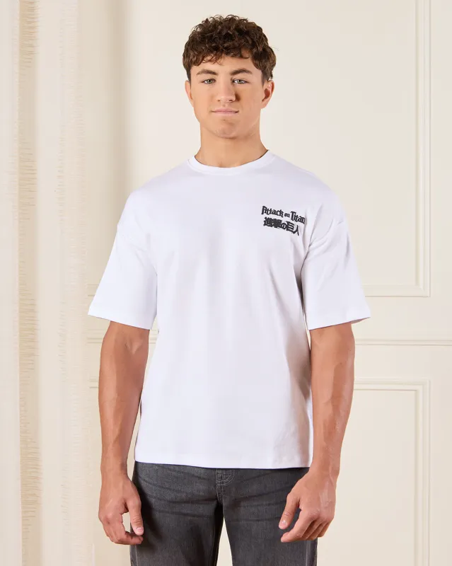 Senior Boys White Attack On Titan T-Shirt sold by Redtag