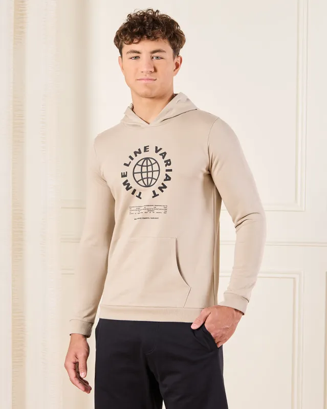Senior Boys Beige Time Line Variant Hooded Sweatshirt sold by Redtag