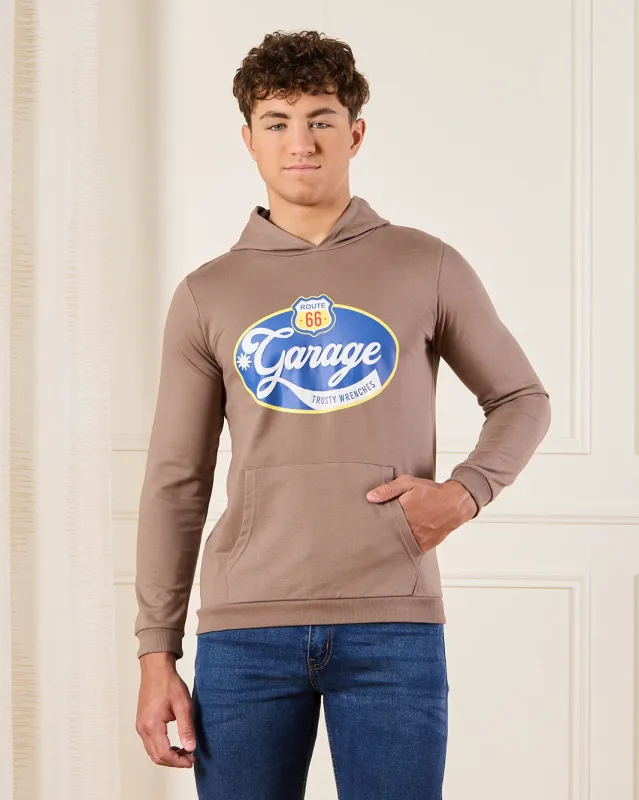 Senior Boys Brown Garage Table Hooded Sweatshirt sold by Redtag