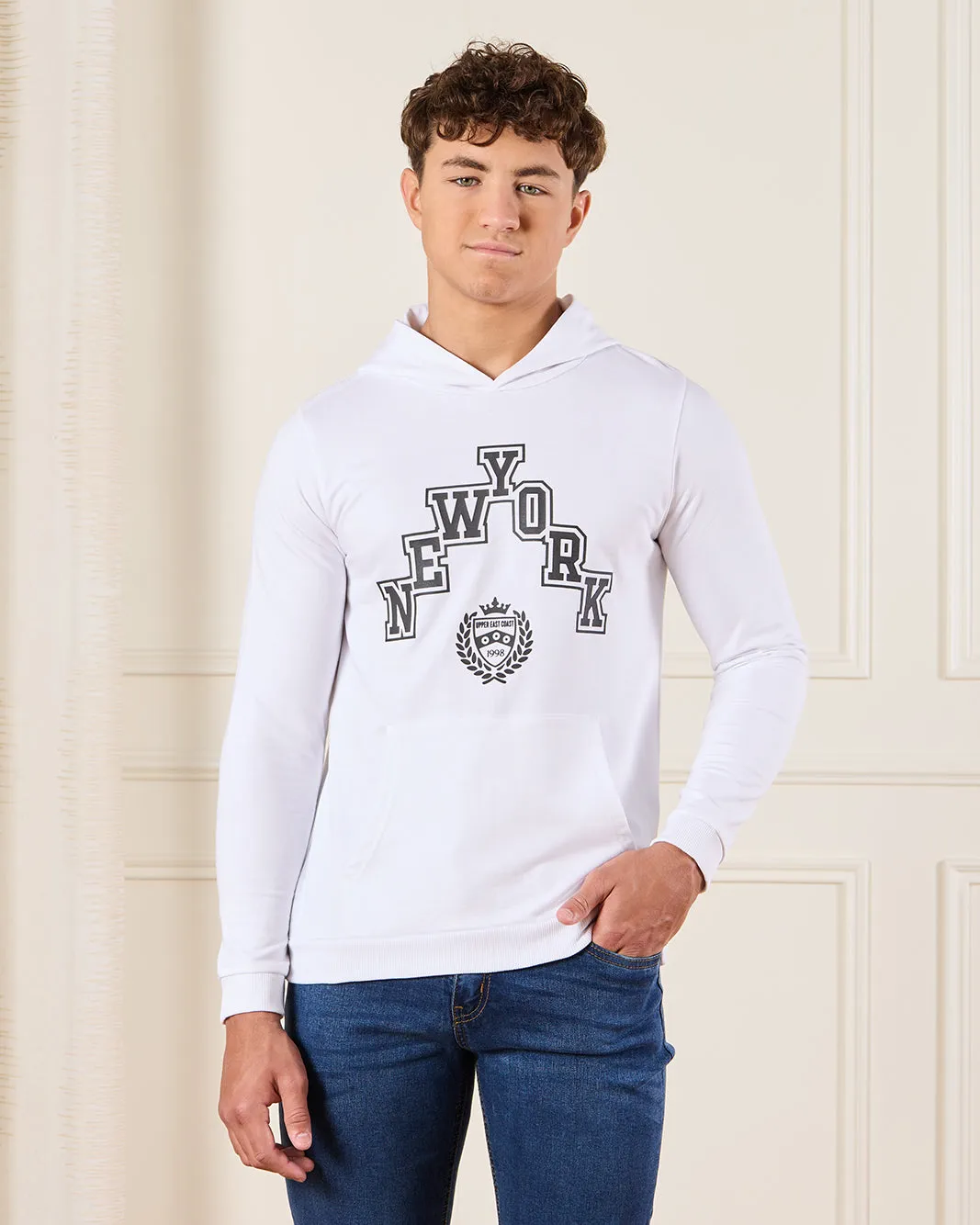Senior Boys White New York Table Hoody sold by Redtag