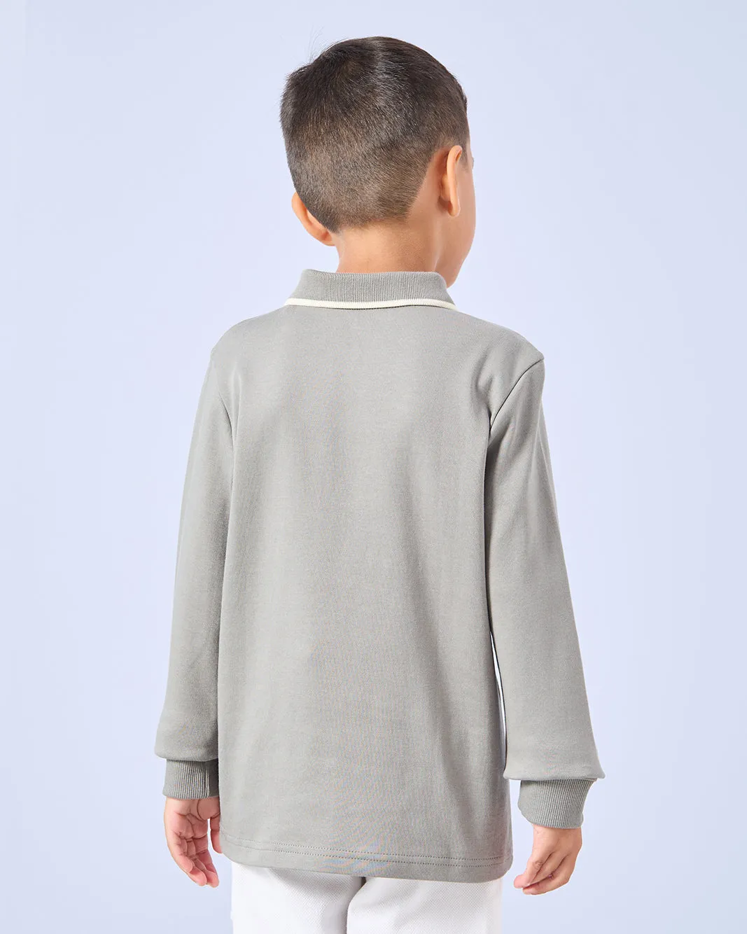 Boys Grey Long Sleeve Polo Shirt sold by Redtag product image thumbnail 3