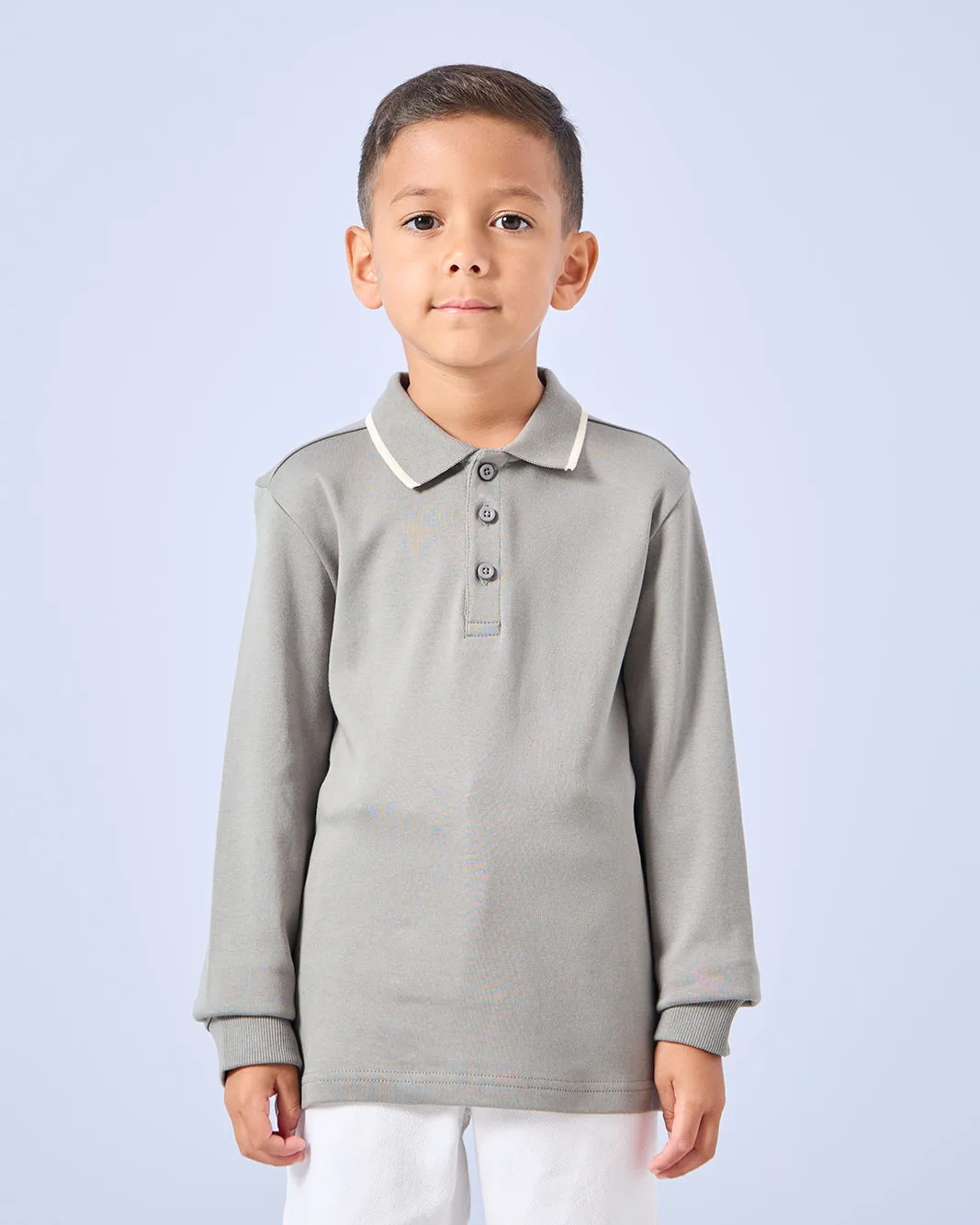 Boys Grey Long Sleeve Polo Shirt sold by Redtag