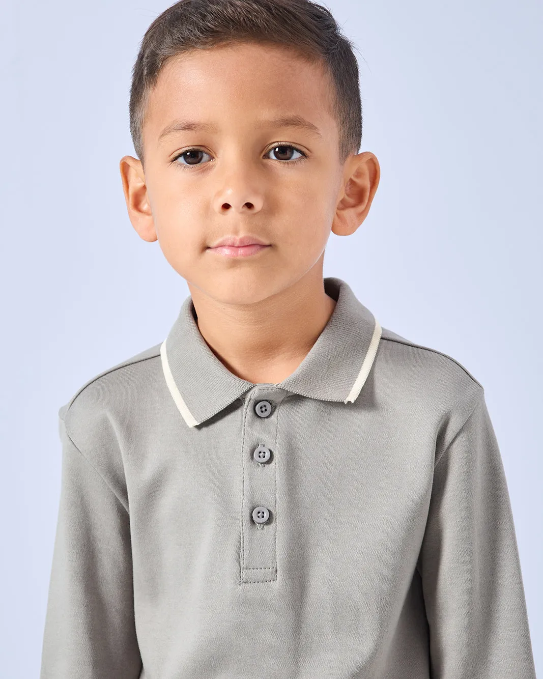 Boys Grey Long Sleeve Polo Shirt sold by Redtag product image thumbnail 4