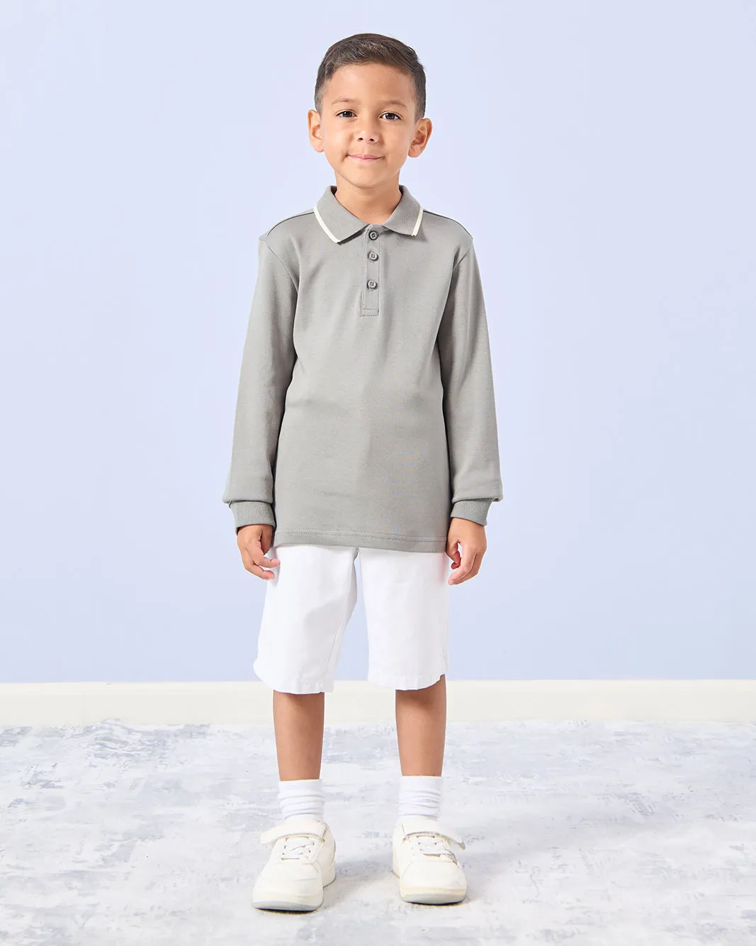 Boys Grey Long Sleeve Polo Shirt sold by Redtag product image thumbnail 2