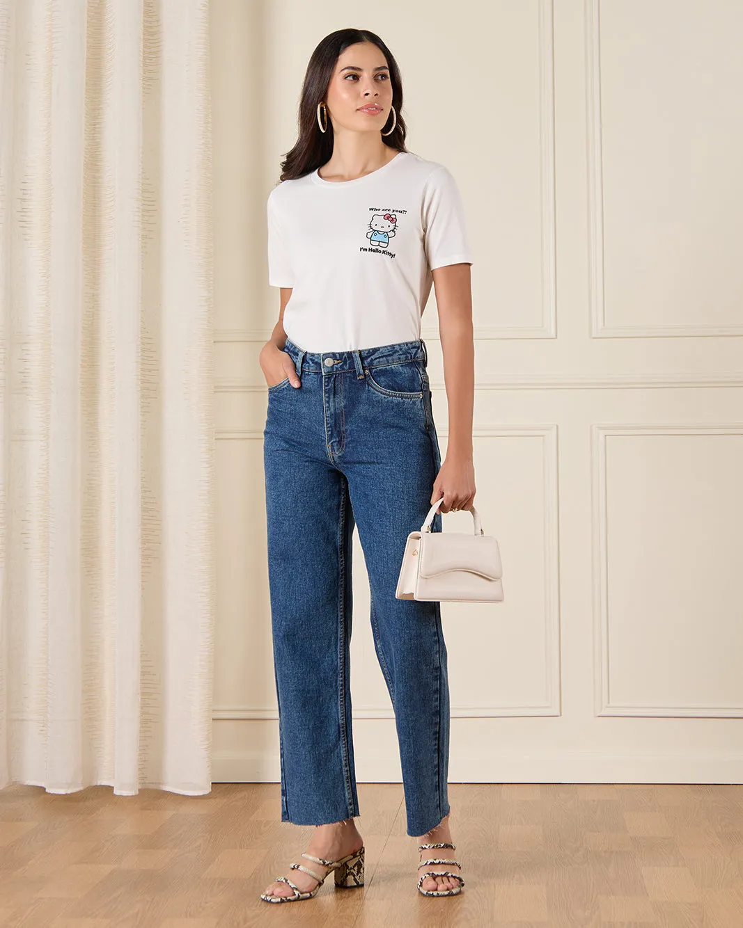 Women White Hello Kitty Printed T-Shirt sold by Redtag product image thumbnail 2