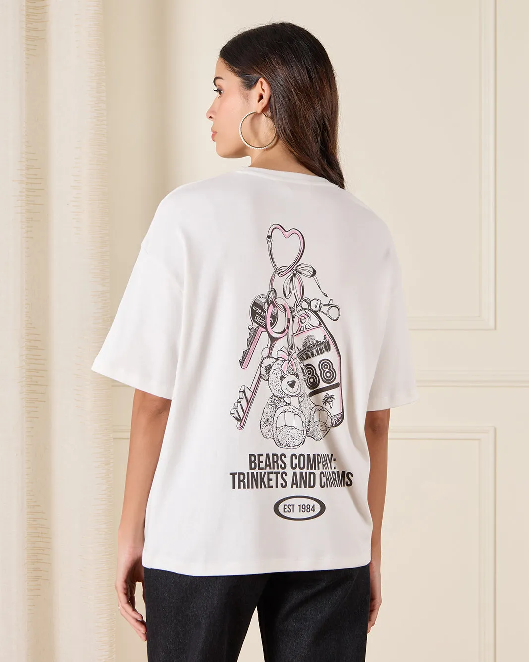 Women White Oversize Printed T-Shirt sold by Redtag product image thumbnail 3