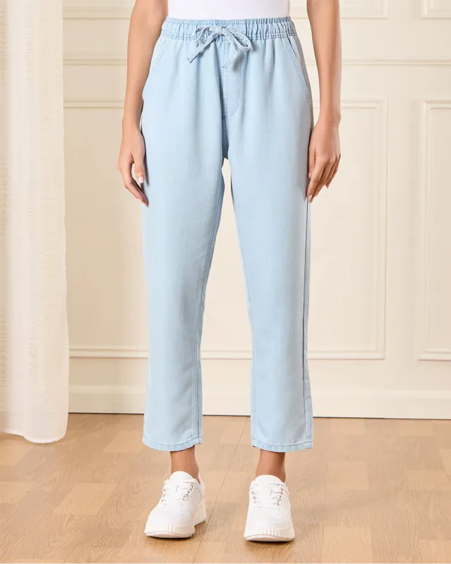 Women Blue Elastic Waist Jeans sold by Redtag