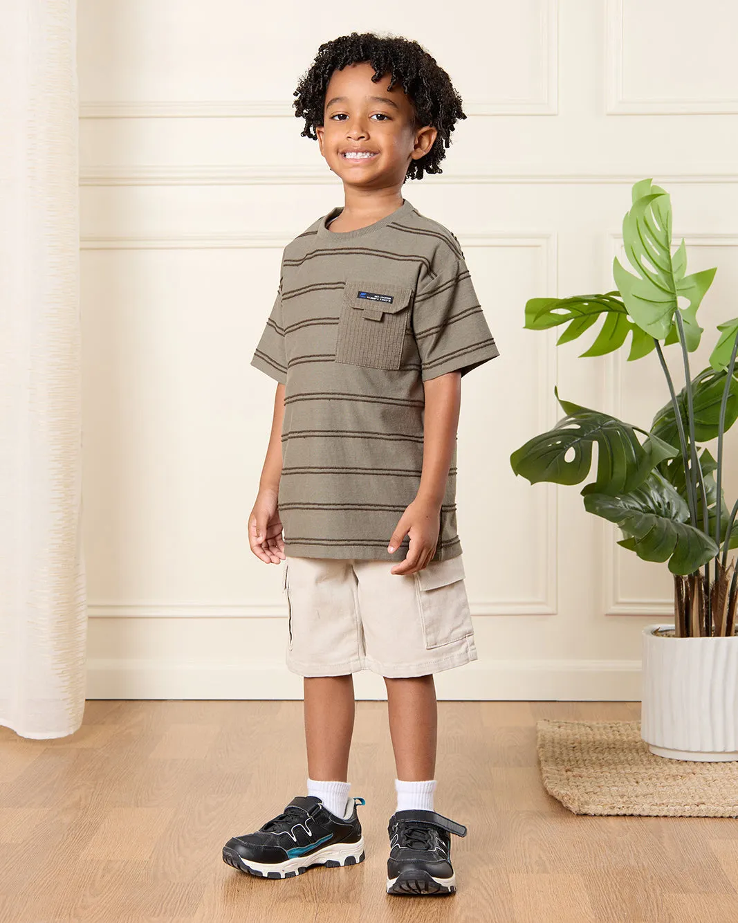 Boys Olive Jacquard T-Shirt sold by Redtag product image thumbnail 2