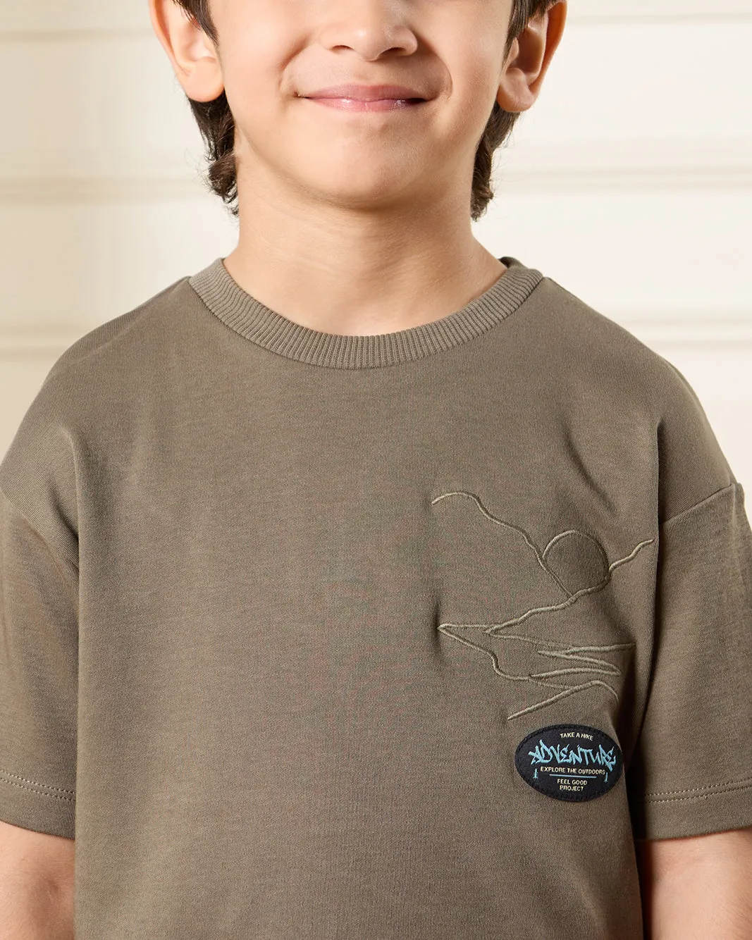 Boys Olive Embroidered T-Shirt sold by Redtag product image thumbnail 4