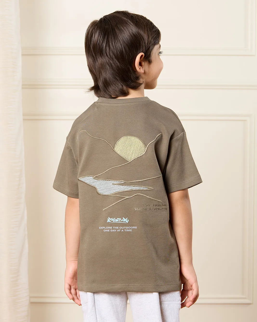 Boys Olive Embroidered T-Shirt sold by Redtag product image thumbnail 3
