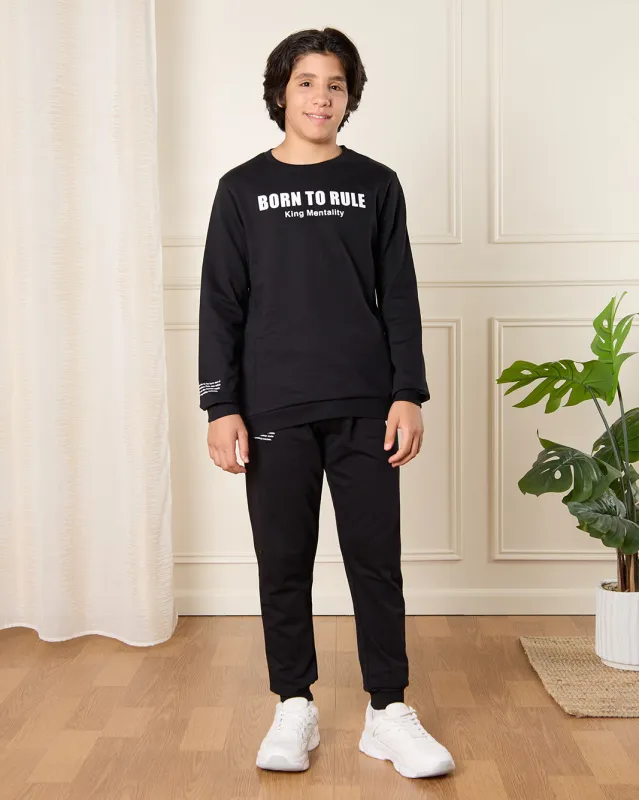 Senior Boys Black Printed Jogger Set (2 Piece) sold by Redtag