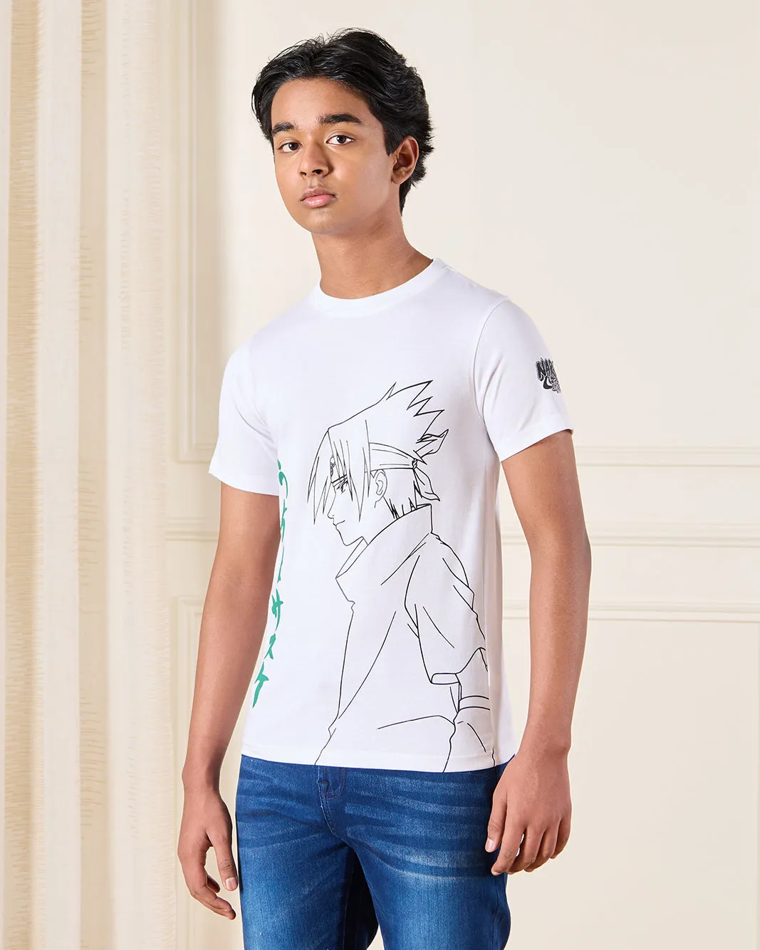 Senior Boys White Naruto Print T-Shirt sold by Redtag