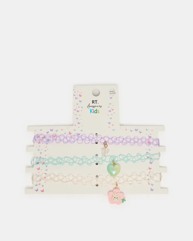 Girls Assorted Embellished Choker Set (3 Piece) sold by Redtag