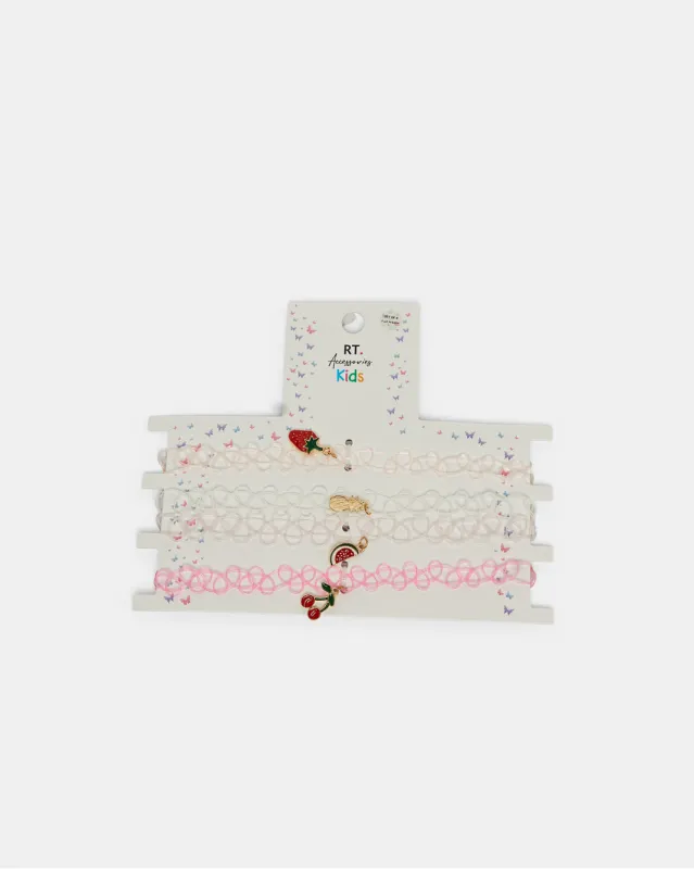 Girls Assorted Embellished Choker Set (4 Piece) sold by Redtag