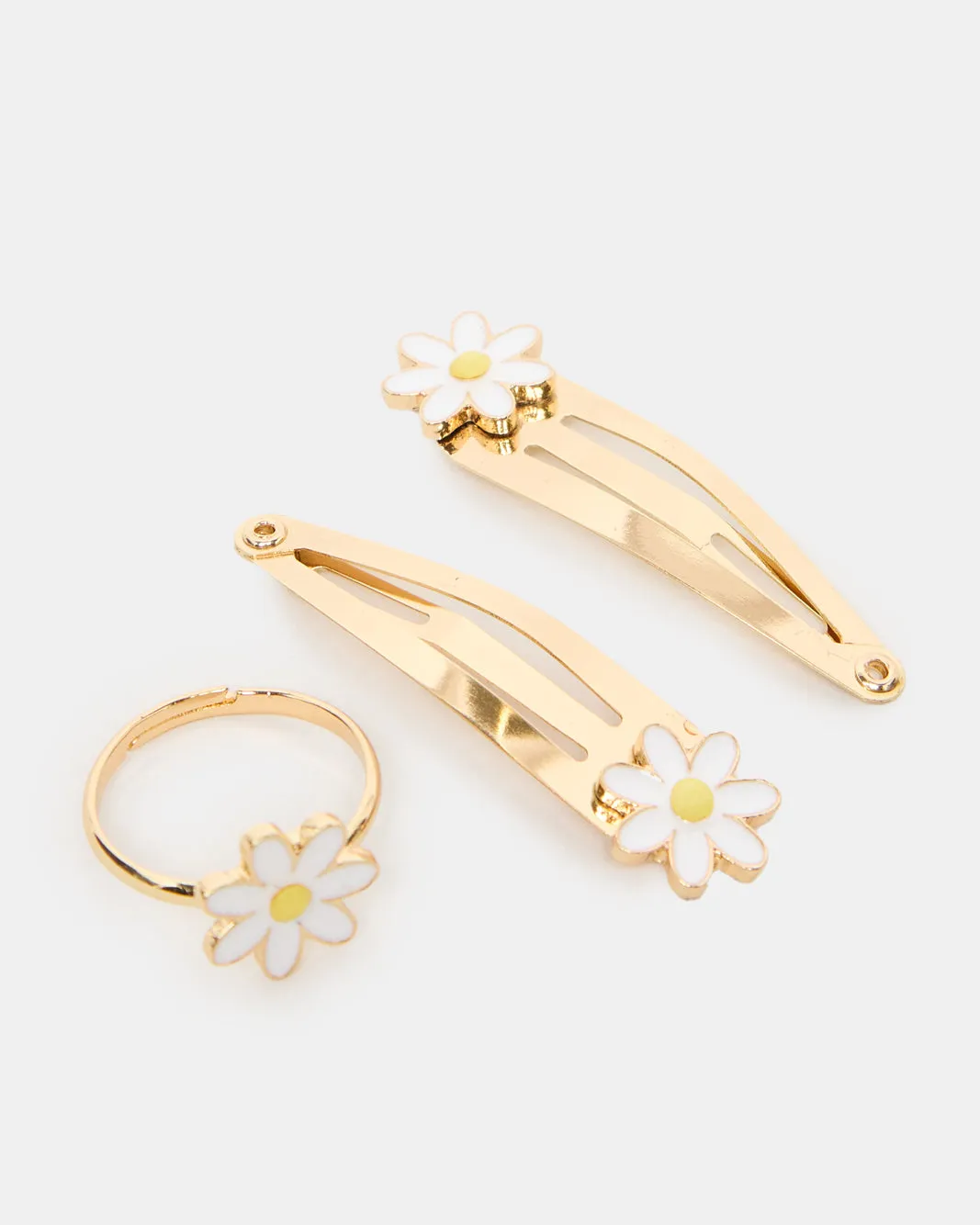 Girls Gold Embellished Necklace And Hair Clip With Ring Set (4 Piece) sold by Redtag product image thumbnail 4