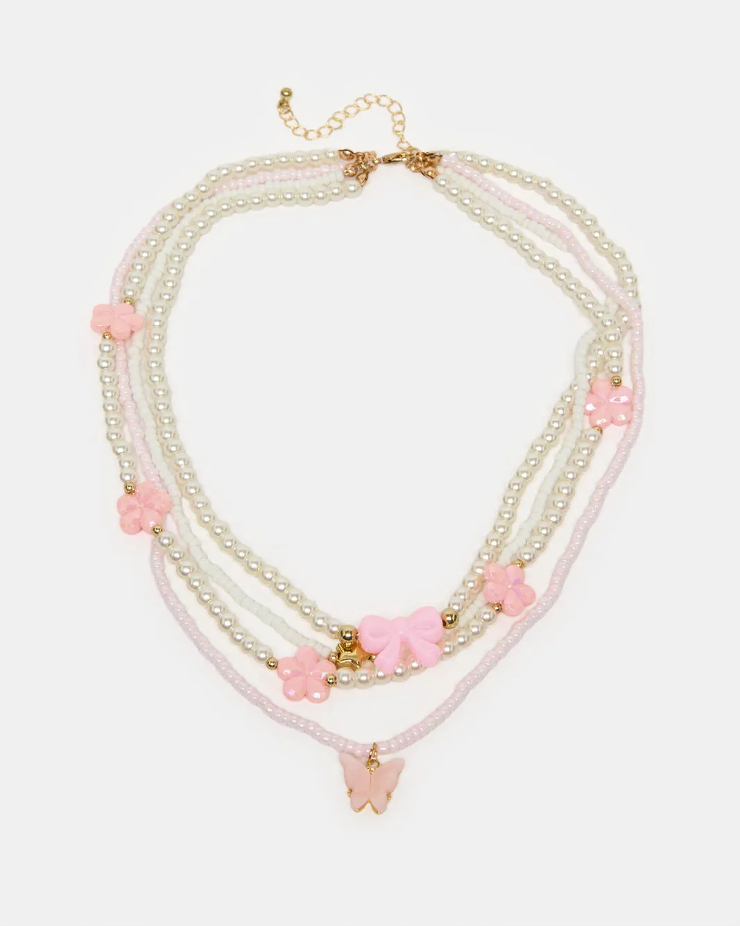 Girls Pink And White Embellished Necklace sold by Redtag