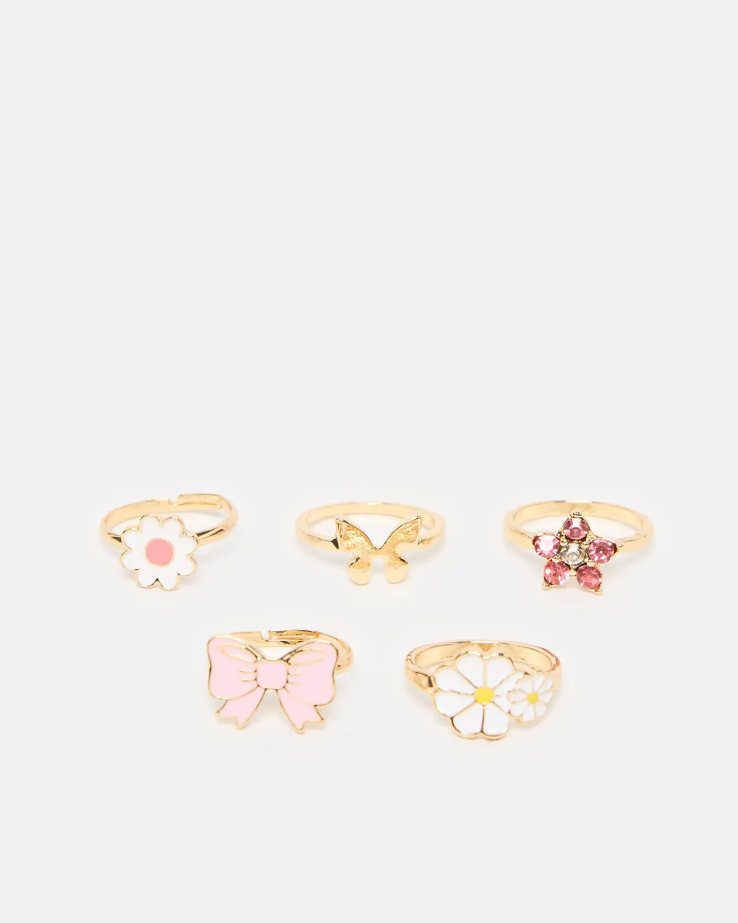 Girls Gold Embellished Ring Set (Pack of 5) sold by Redtag