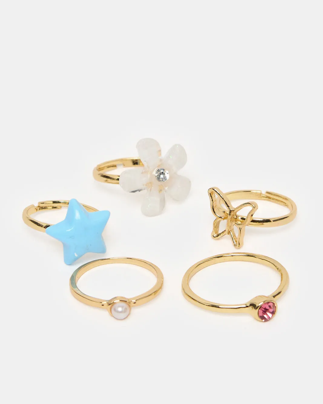 Girls Gold Embellished Ring Set (Pack of 5) sold by Redtag product image thumbnail 3