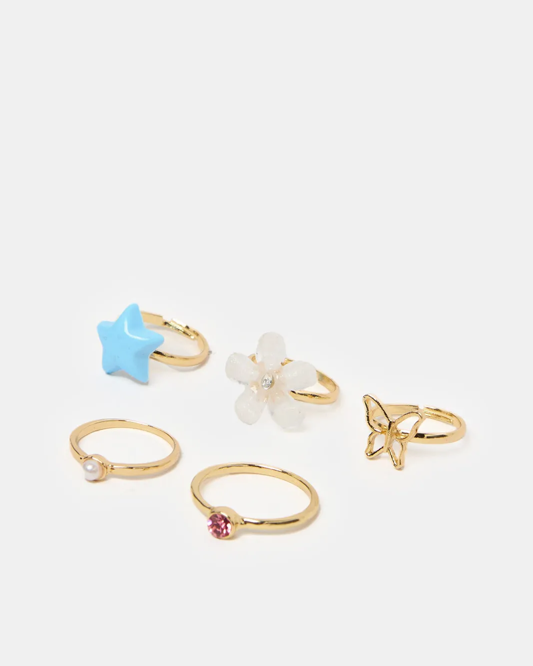 Girls Gold Embellished Ring Set (Pack of 5) sold by Redtag product image thumbnail 2